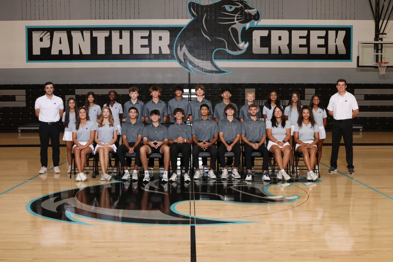 The full Panther Creek golf program — boys, girls, and coaches