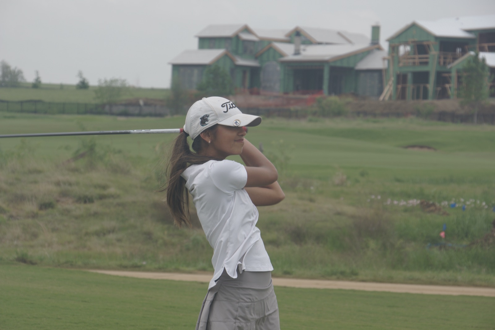 Tee shot in front of the clubhouse